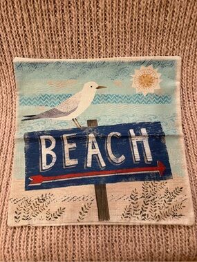 Beach Seagull Decorative Kitchen Towel - Blue